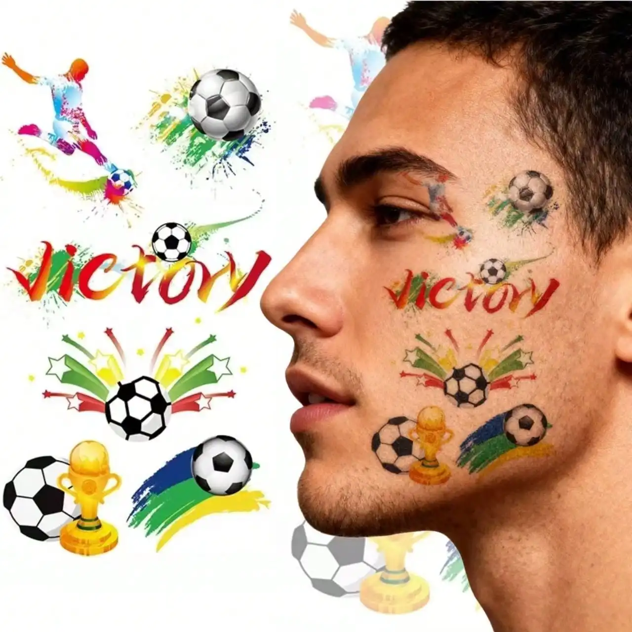 Football Themed Tattoo Stickers, 5Pcs Fan Face Decor Stickers, Temporary Cheer Decals for Sports Party Carnival
Football Themed Tattoo Stickers, 5Pcs Fan Face Decor Stickers, Temporary Cheer Decals for Sports Party Carnival