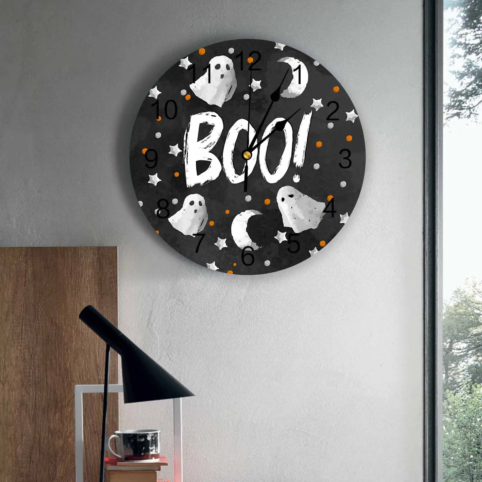 Bedroom Wall Clocks Black Horror Background BOO Stars Living Room Clocks Ornaments Baby Room Study Mute Wall Clocks
Bedroom Wall Clocks Black Horror Background BOO Stars Living Room Clocks Ornaments Baby Room Study Mute Wall Clocks