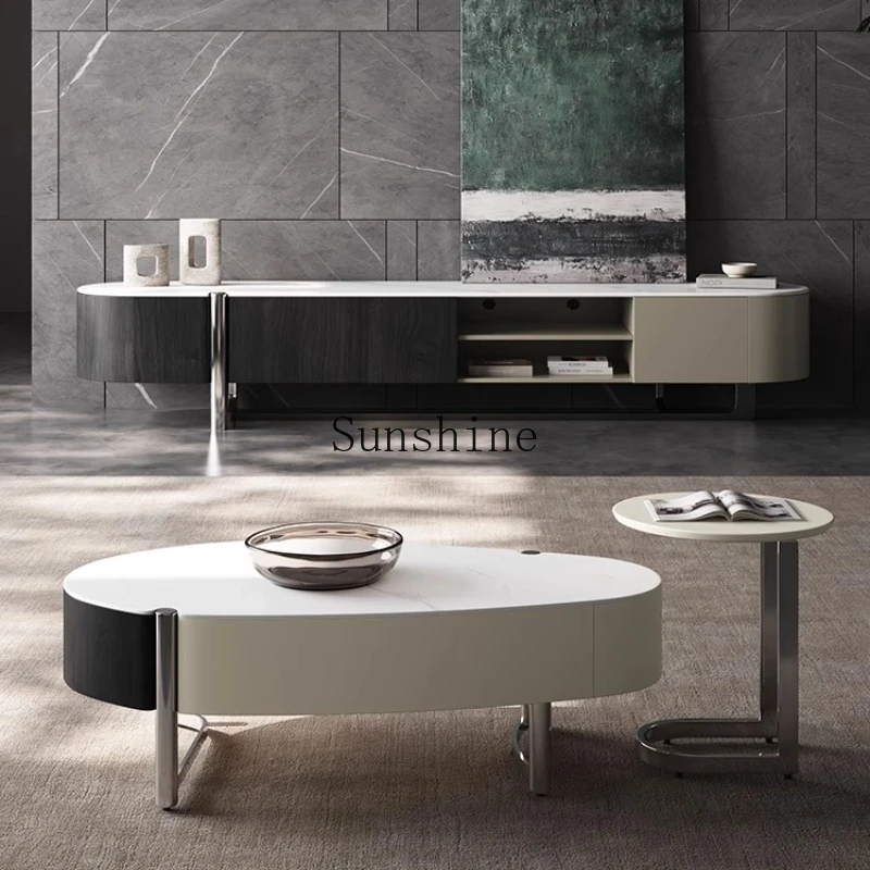 Living room floor TV cabinet coffee table combination simple rock slab floor cabinet
Living room floor TV cabinet coffee table combination simple rock slab floor cabinet