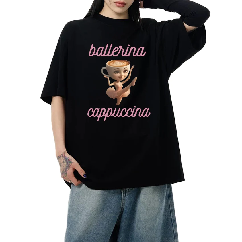 2025 New in Ballerina Cappuccina Funny Meme Graphic T shirt Men Women harajuku Fashion short sleeve T-shirts Unisex Cotton Tops
2025 New in Ballerina Cappuccina Funny Meme Graphic T shirt Men Women harajuku Fashion short sleeve T-shirts Unisex Cotton Tops