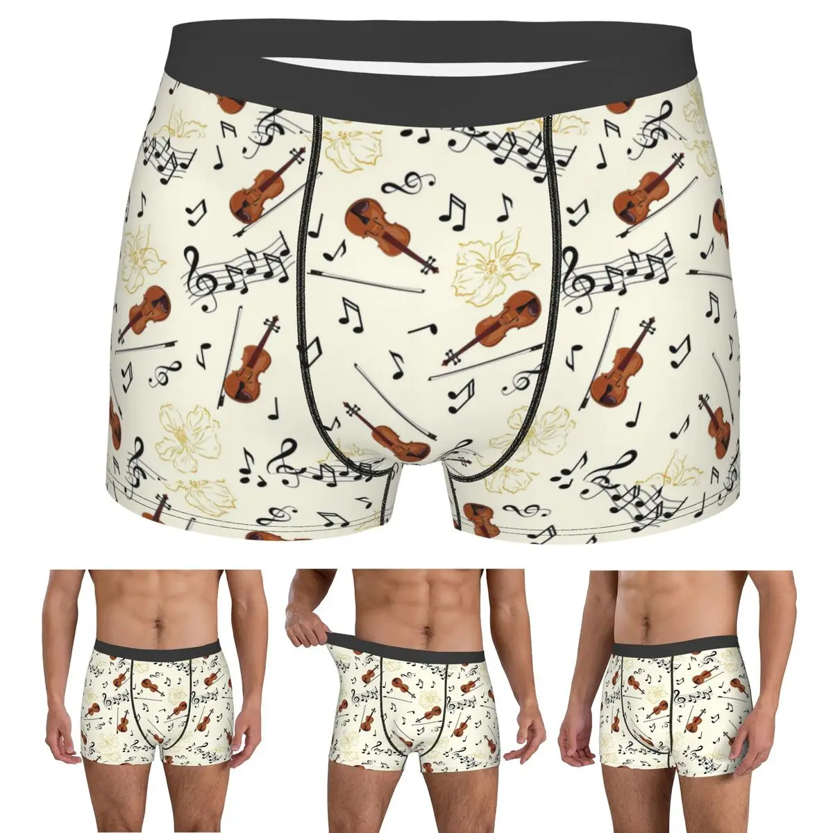 Boxer Underpants Shorts Violin Music Notes Floral Panties Men's Soft Underwear for Homme Man Boyfriend Gift
Boxer Underpants Shorts Violin Music Notes Floral Panties Men's Soft Underwear for Homme Man Boyfriend Gift