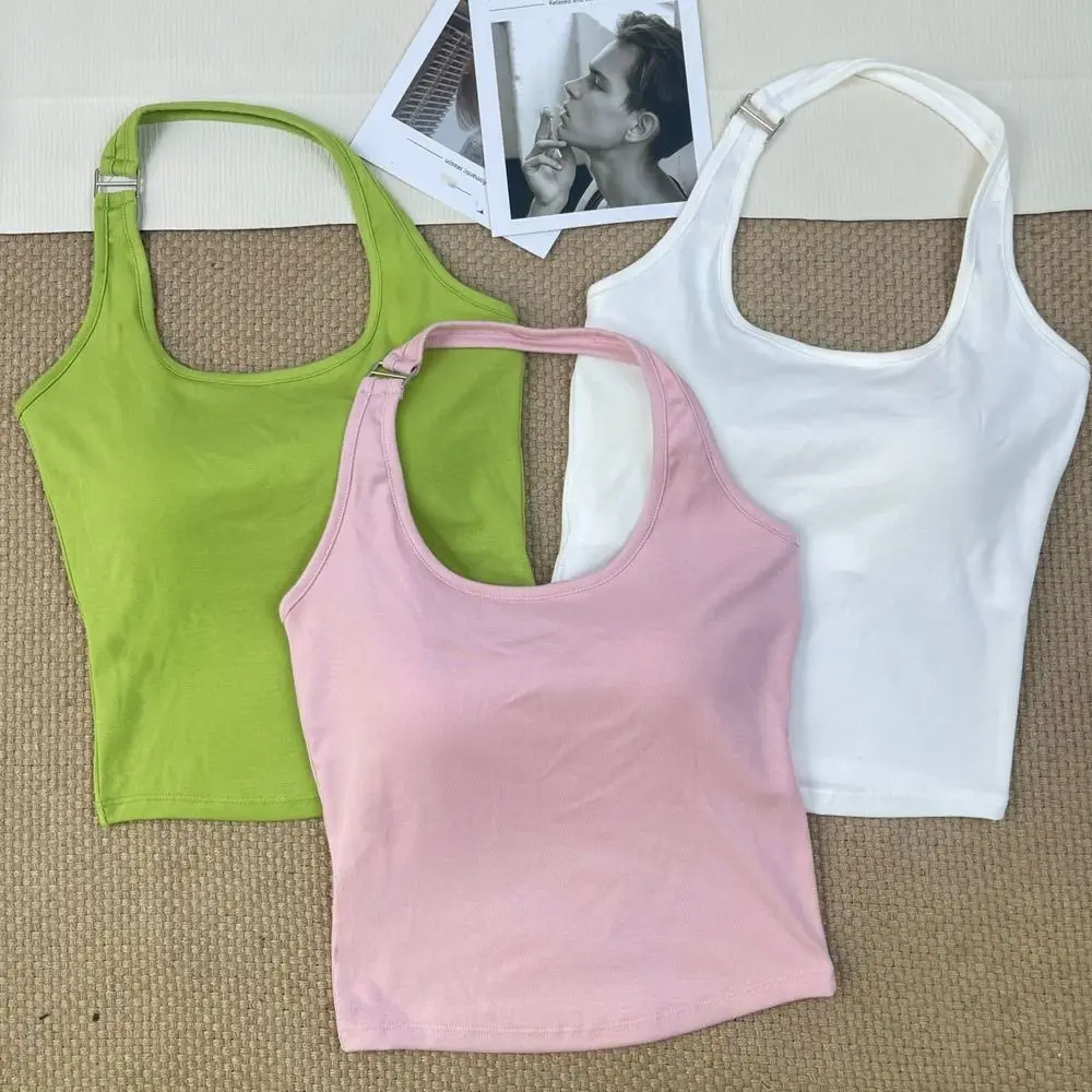 New Sleeveless Hanging Neck Vest with Chest Pad Short Corset Top Open Back Casual Tank Top Spicy Girl
New Sleeveless Hanging Neck Vest with Chest Pad Short Corset Top Open Back Casual Tank Top Spicy Girl