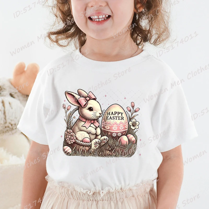 Children Girls Summer T-shirt Cartoon Bunny & Flower Happy Easter Print Top Cool Soft Loose T-Shirt Crew Neck Pure Color T Shirt
Children Girls Summer T-shirt Cartoon Bunny & Flower Happy Easter Print Top Cool Soft Loose T-Shirt Crew Neck Pure Color T Shirt