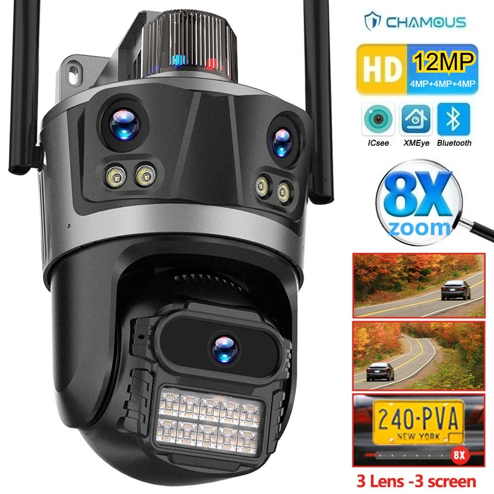 ICsee Security Camera Three Lens 6K 12MP 8X Zoom Outdoor WiFi Wireless CCTV Video Surveillance Auto Tracking Home Protection
ICsee Security Camera Three Lens 6K 12MP 8X Zoom Outdoor WiFi Wireless CCTV Video Surveillance Auto Tracking Home Protection