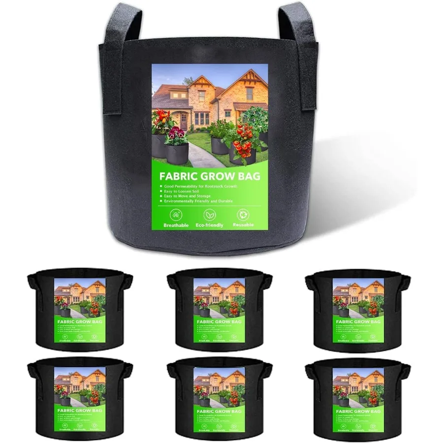 6Pack 1 Gallon Grow BagsVegetable Flower Plant Grow Bags Aeration Fabric Pots with Handles Black for Low Stress Plant Training
6Pack 1 Gallon Grow BagsVegetable Flower Plant Grow Bags Aeration Fabric Pots with Handles Black for Low Stress Plant Training