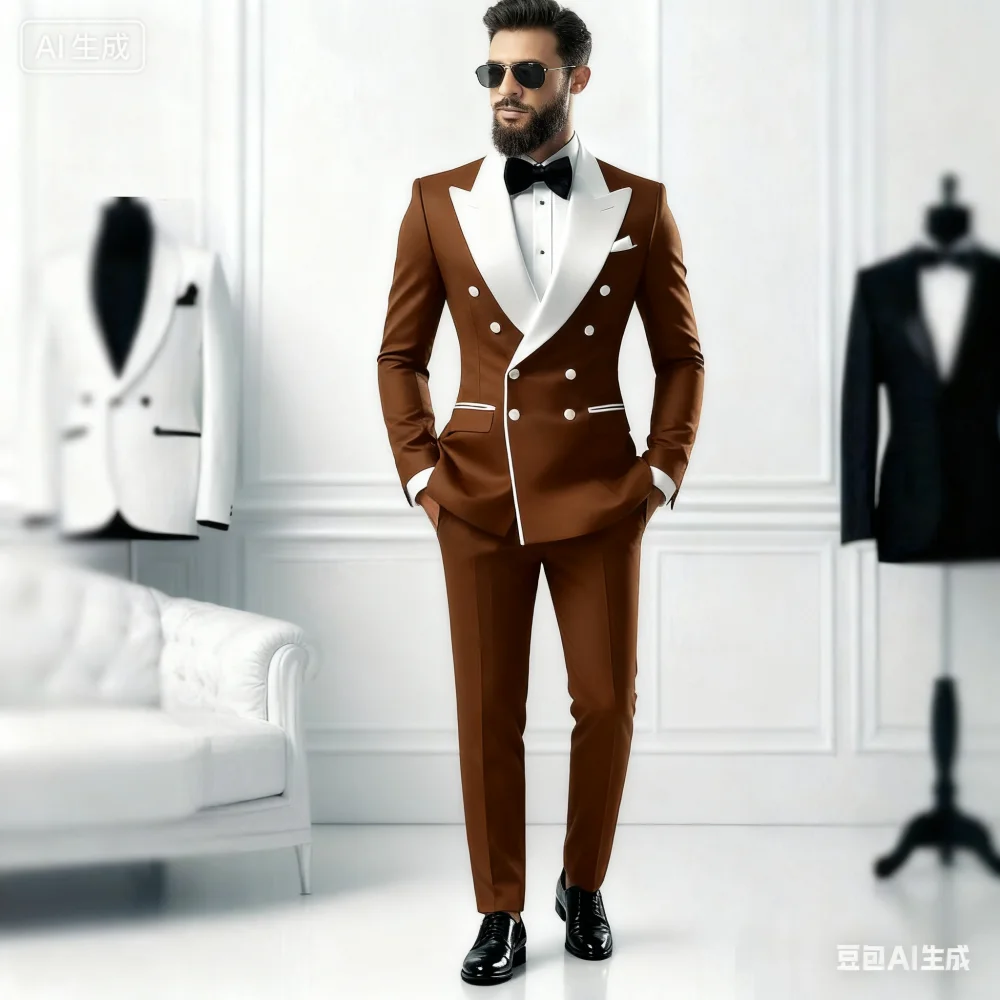 2-Piece Men's Casual Set with White Lapel Blazer And Black Pants Wedding Groomsmen Suit for Ceremony And Festa
2-Piece Men's Casual Set with White Lapel Blazer And Black Pants Wedding Groomsmen Suit for Ceremony And Festa