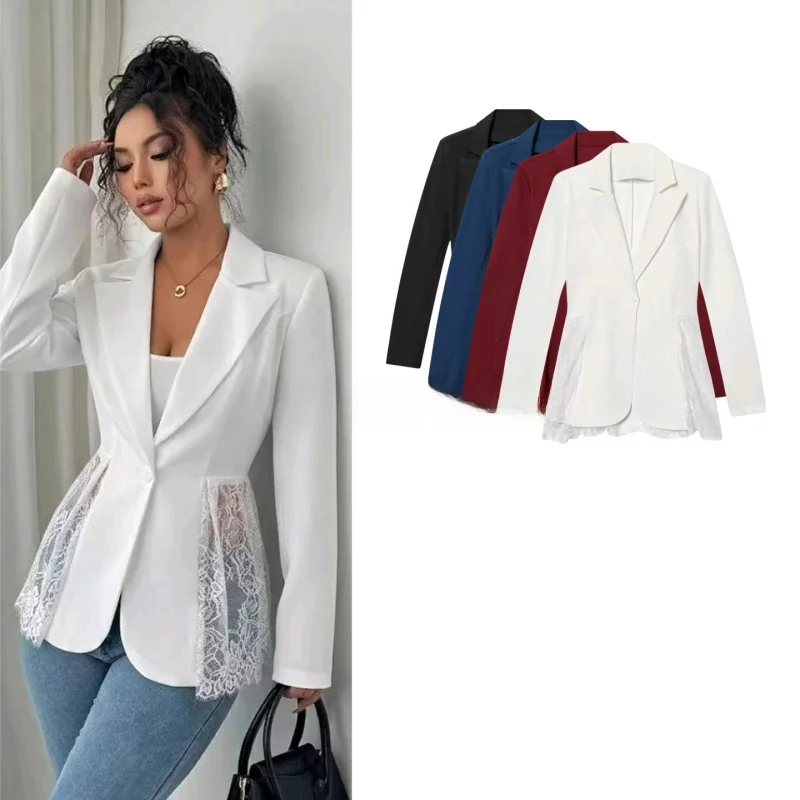 Spring New Women's Commuter Style Slim Fit Long Sleeve One Button Lace Patchwork Suit Jacket Fashionable Business Casual Oute...
Spring New Women's Commuter Style Slim Fit Long Sleeve One Button Lace Patchwork Suit Jacket Fashionable Business Casual Oute...