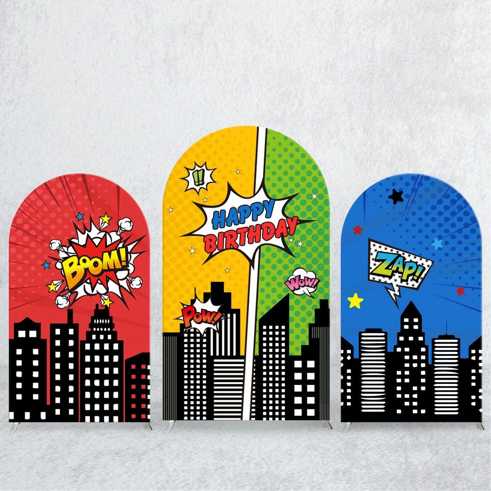 TB Superhero Arch Backdrop Cartoon Comic City Building Elastic Fabric for Boys Birthday Party Photo Baby Shower Background Decor
TB Superhero Arch Backdrop Cartoon Comic City Building Elastic Fabric for Boys Birthday Party Photo Baby Shower Background Decor