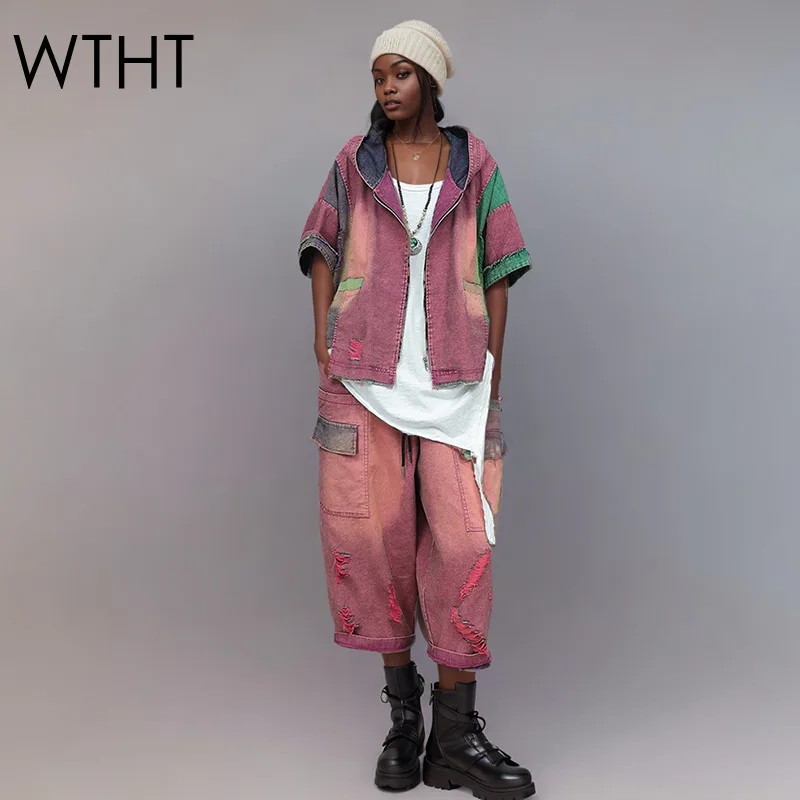 WTHT Trendy Vintage Women's Suits Patchwork Zipper Design Denim Hoodies Elastic Waist Loose Jeans Set Female 2025 Summer 1LS1998
WTHT Trendy Vintage Women's Suits Patchwork Zipper Design Denim Hoodies Elastic Waist Loose Jeans Set Female 2025 Summer 1LS1998