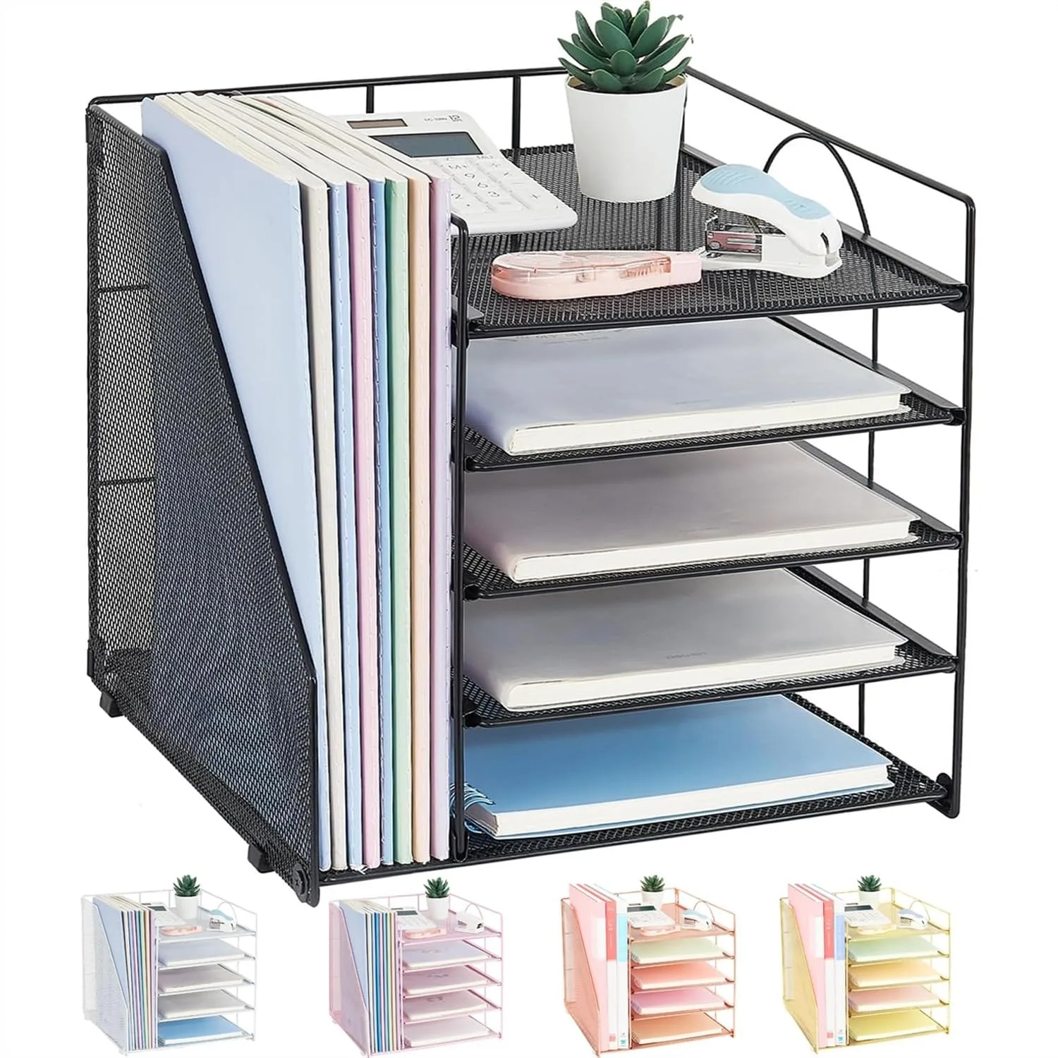 5-Tier Paper Letter Tray Organizer with File Holder, Desktop Office Supplies Organizer for Efficient Workspace, Vertical Storage
5-Tier Paper Letter Tray Organizer with File Holder, Desktop Office Supplies Organizer for Efficient Workspace, Vertical Storage