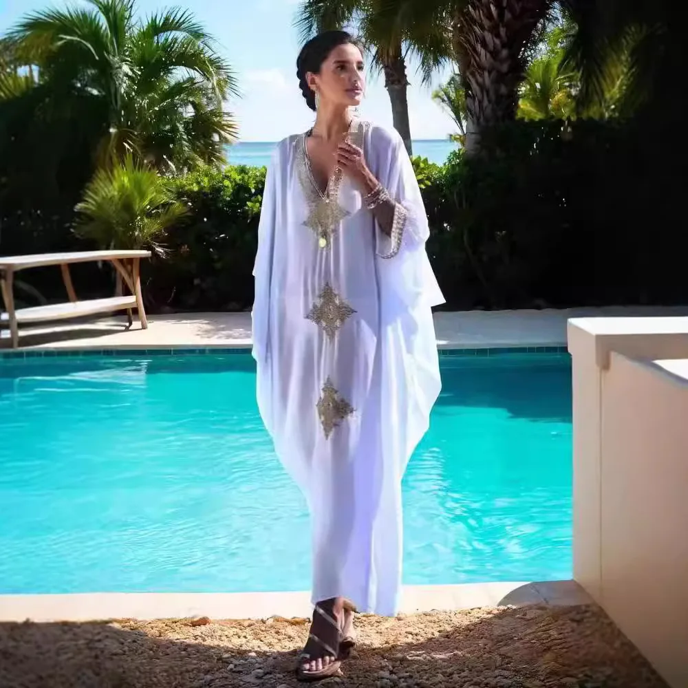 Beach Blouse with Golden Embroidered Robe, Beach Vacation Blouse
Beach Blouse with Golden Embroidered Robe, Beach Vacation Blouse