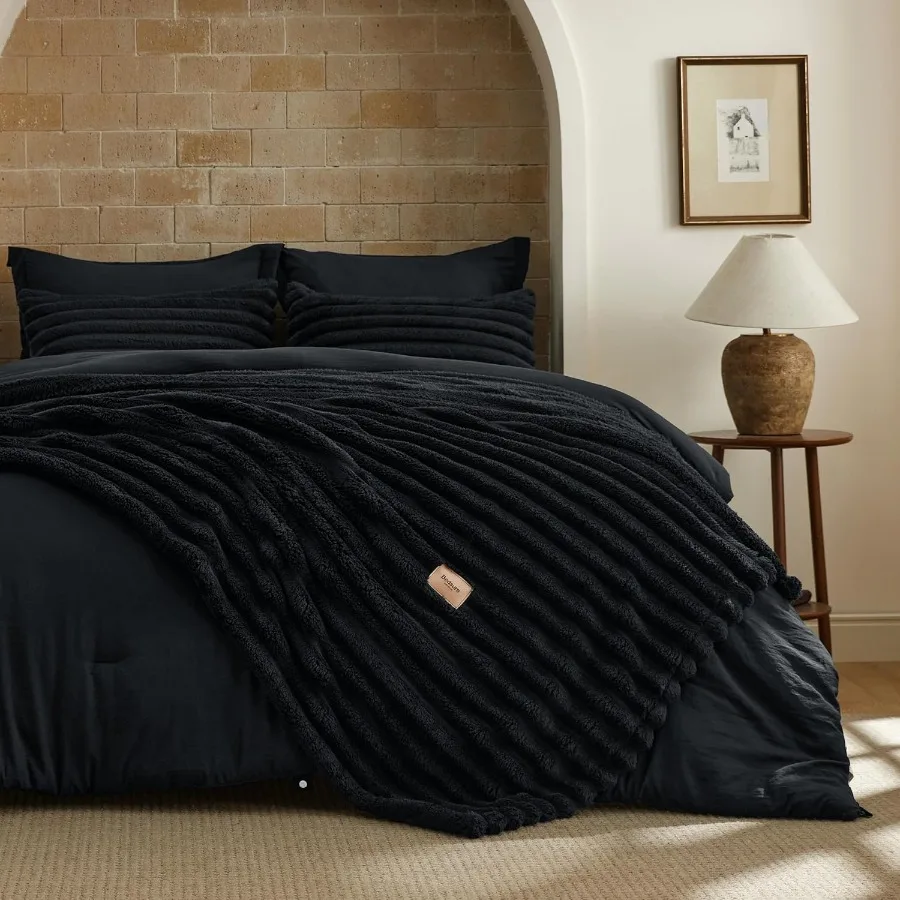 Queen Size 2-in-1 Comforter Set with Detachable Fluffy Blanket in Black for All Season Use SnapTech Design for Space Saving Inc
Queen Size 2-in-1 Comforter Set with Detachable Fluffy Blanket in Black for All Season Use SnapTech Design for Space Saving Inc