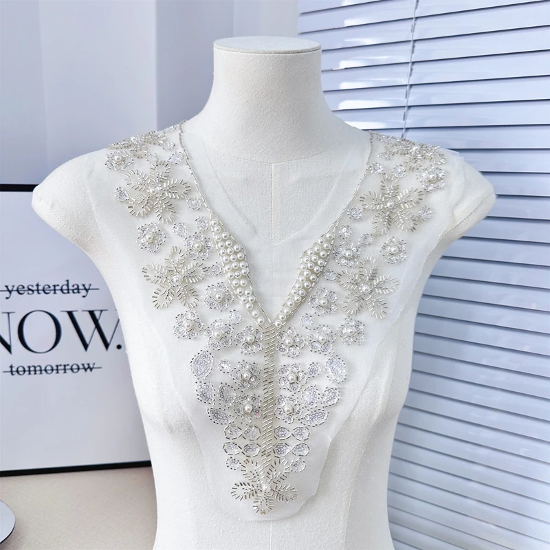 Fashion mesh embroidery pearl tube pearl collar clothing wedding dress DIY accessories
Fashion mesh embroidery pearl tube pearl collar clothing wedding dress DIY accessories