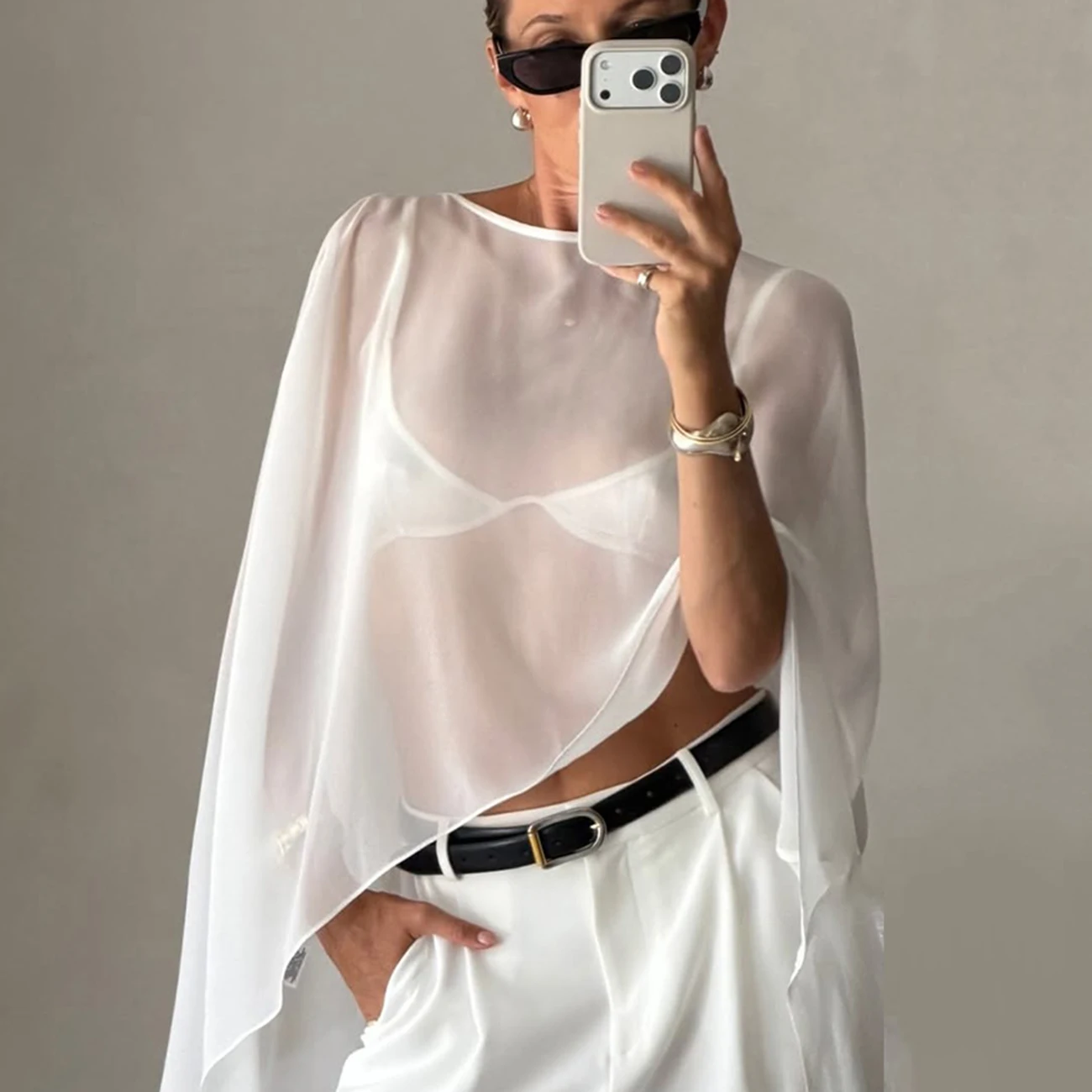 WXOY Women's White Cover Up Summer Fashion See-Through Irregular Loose Top New Vacation Chiffon Casual T-Shirts Sheer Blouse
WXOY Women's White Cover Up Summer Fashion See-Through Irregular Loose Top New Vacation Chiffon Casual T-Shirts Sheer Blouse