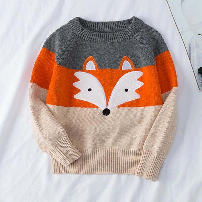 Cute Cartoon Fox Pattern Soft Sweaters Autumn Winter Boys Girls Baby Knitted Sweater Pullover O-Neck Striped Warm Outerwear Tops
Cute Cartoon Fox Pattern Soft Sweaters Autumn Winter Boys Girls Baby Knitted Sweater Pullover O-Neck Striped Warm Outerwear Tops