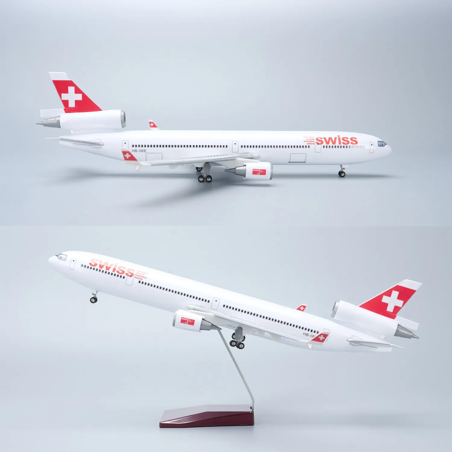 47cm Swiss MD-11 Airplane Model Kit 1/130 Scale Diecast Resin Airplane Model With Stand Wheel For Display Collection or Toy Gift
47cm Swiss MD-11 Airplane Model Kit 1/130 Scale Diecast Resin Airplane Model With Stand Wheel For Display Collection or Toy Gift