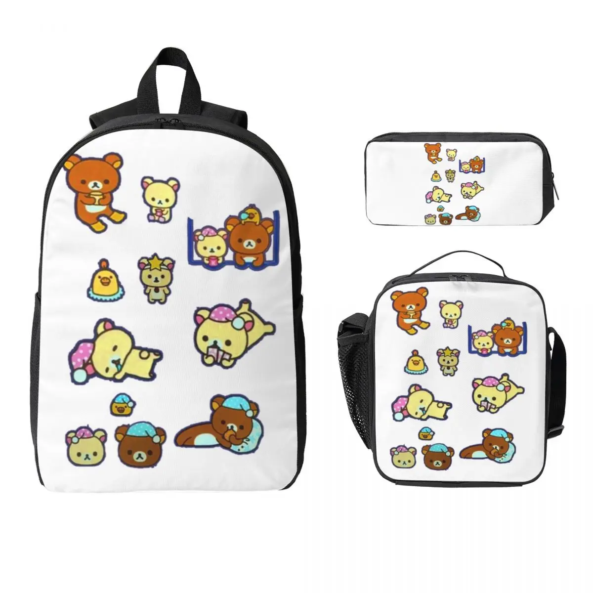 Рюкзак Rilakkuma Sakura, студенческая сумка для книг для мальчиков и девочек, школьная сумка, сумки на плечо для ноутбука, 3 шт., изолированная сумка для обеда, пенал
Рюкзак Rilakkuma Sakura, студенческая сумка для книг для мальчиков и девочек, школьная сумка, сумки на плечо для ноутбука, 3 шт., изолированная сумка для обеда, пенал