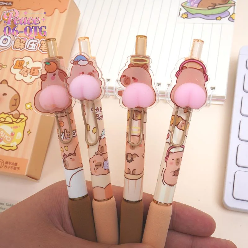 4Pcs Cute Cartoon Capybara Gel Pen Stress Relief Press Butt Soft Grip Pen Neutral Pen Student School Writing Stationery Supplies
4Pcs Cute Cartoon Capybara Gel Pen Stress Relief Press Butt Soft Grip Pen Neutral Pen Student School Writing Stationery Supplies