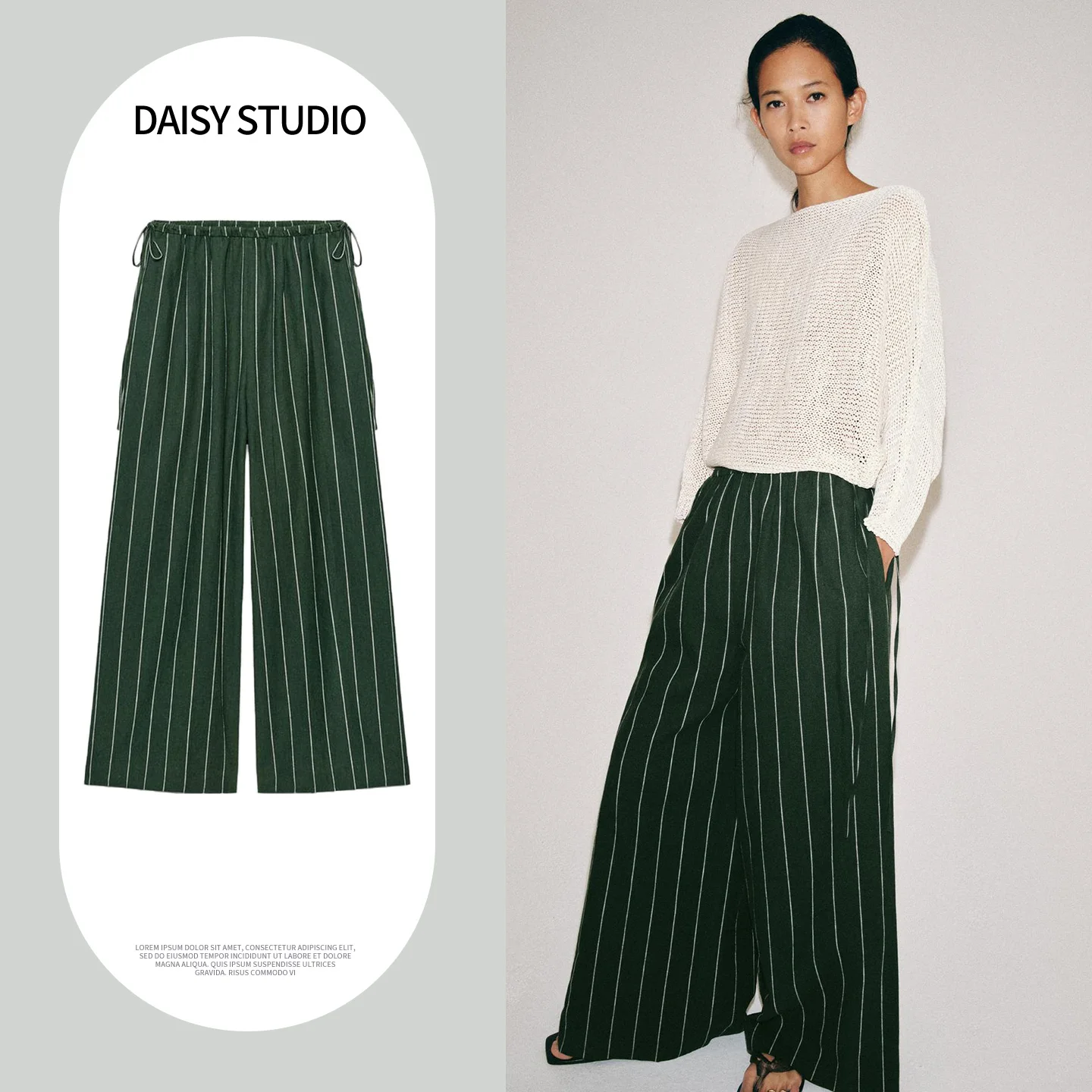 Spring New Arrival Women's Commuter Style Wide Leg Pants Striped Long Straight Cut Elastic Waist Casual Trousers for Ladies
Spring New Arrival Women's Commuter Style Wide Leg Pants Striped Long Straight Cut Elastic Waist Casual Trousers for Ladies
