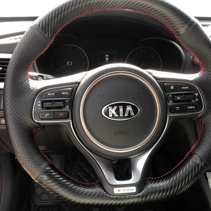 Custom Steering Wheel Cover Carbon Fiber Genuine Leather 100% Fit For Kia K2 K3 Cerato KX3 K4 K5 Sport Tage KX5 Car Accessories
Custom Steering Wheel Cover Carbon Fiber Genuine Leather 100% Fit For Kia K2 K3 Cerato KX3 K4 K5 Sport Tage KX5 Car Accessories