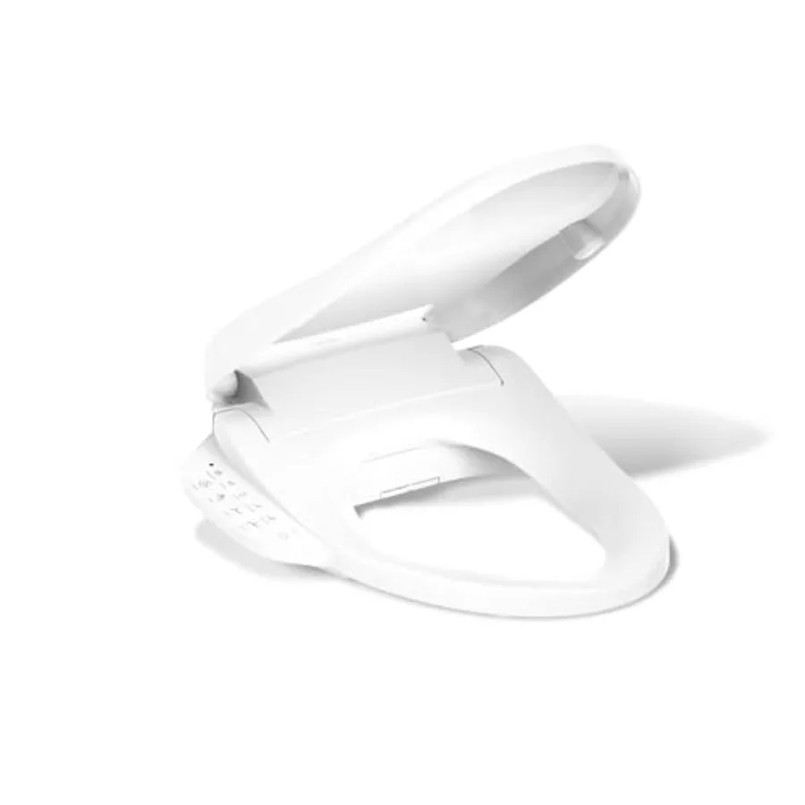 Elongated heated bidet toilet seat for home bathroom use, white plastic with warm water washing, dryer, quiet-close lid, self-c
Elongated heated bidet toilet seat for home bathroom use, white plastic with warm water washing, dryer, quiet-close lid, self-c