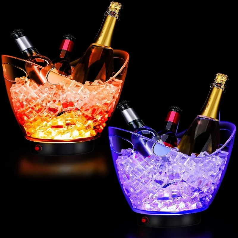 2 Pcs LED Ice Buckets 5L Clear Plastic Ice Bucket Large Capacity Light RGB Colorful LED Cooler with Lights for Champagne Wine
2 Pcs LED Ice Buckets 5L Clear Plastic Ice Bucket Large Capacity Light RGB Colorful LED Cooler with Lights for Champagne Wine