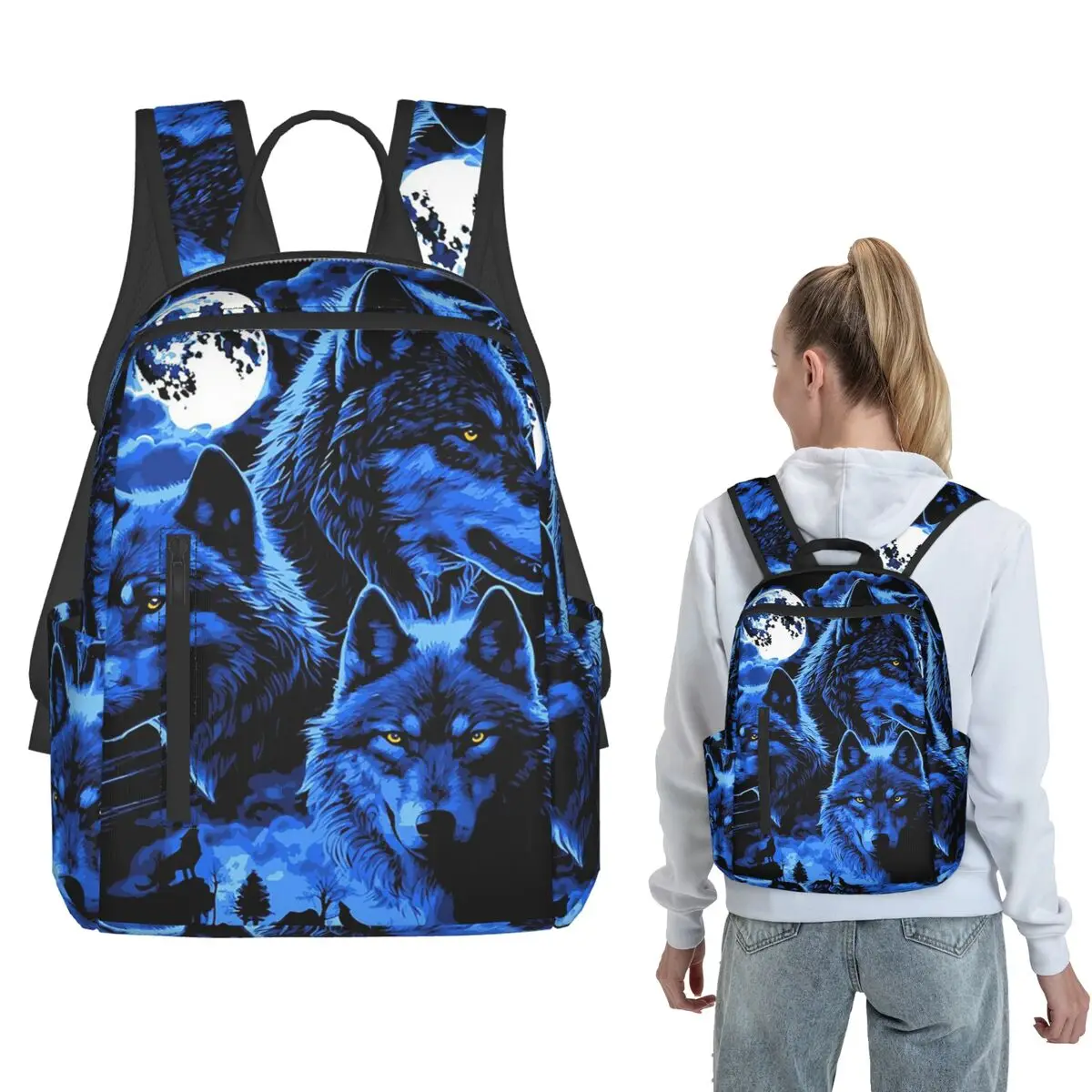 Blue Moon And Wolves Design Backpack Large Capacity Children BookBag School Bag Shoulder Bags for Men Women
Blue Moon And Wolves Design Backpack Large Capacity Children BookBag School Bag Shoulder Bags for Men Women