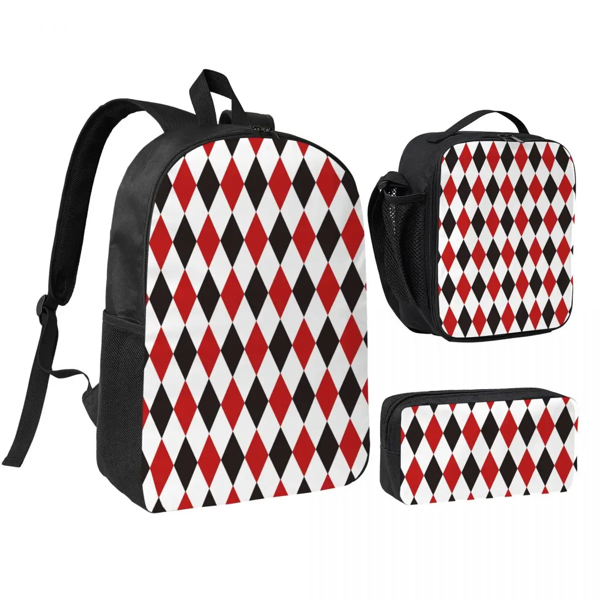 Harlequin Plaid Playing Cards Diamond Backpack Student BookBag School Bag Shoulder Bags 3ps Insulated Lunch Bag Pencil Case
Harlequin Plaid Playing Cards Diamond Backpack Student BookBag School Bag Shoulder Bags 3ps Insulated Lunch Bag Pencil Case