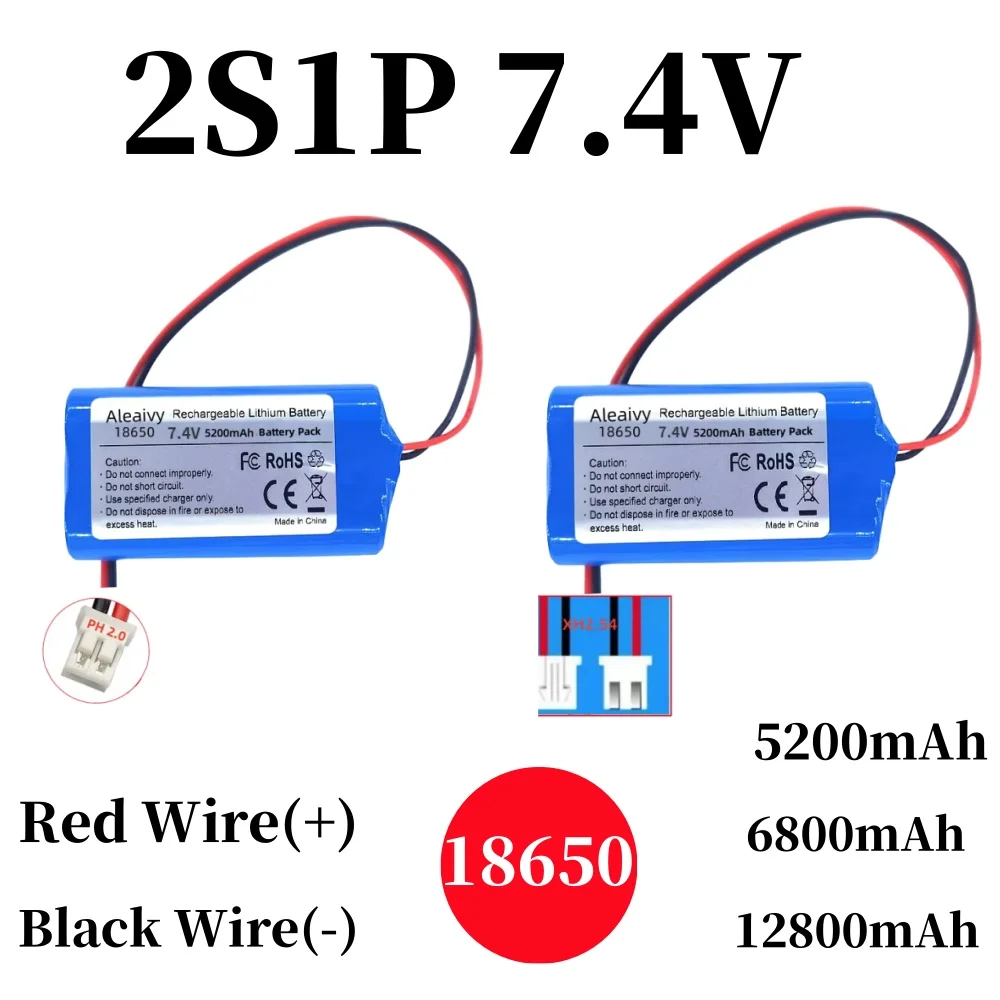 Lithium Battery 7.4V 18650 withPH2.0/XH2.54 Plug 5200/6800/12800mAh Rechargeable battery For Fishing LED Light Bluetooth Speaker
Lithium Battery 7.4V 18650 withPH2.0/XH2.54 Plug 5200/6800/12800mAh Rechargeable battery For Fishing LED Light Bluetooth Speaker