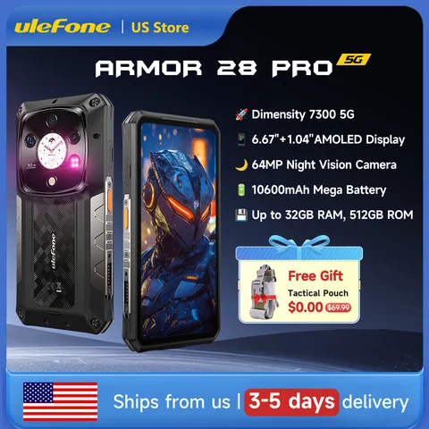 Ulefone Armor 28 Pro 5G AI teléfono resistente 6,67 "AMOLED 64MP Smartphone 120W MTK Dimensity 7300 10600mAh 512GB ROM teléfono móvil
