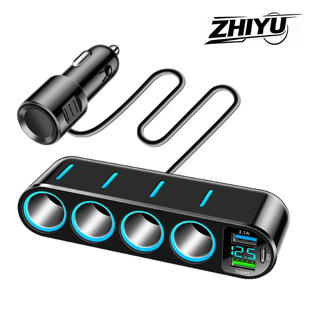 ZHIYU 7-in-1 Car Fast Charger Adapter, 12-24V Universal Splitter with 4 Cigarette Lighter Ports & Dual 66W PD USB Sockets
ZHIYU 7-in-1 Car Fast Charger Adapter, 12-24V Universal Splitter with 4 Cigarette Lighter Ports & Dual 66W PD USB Sockets
