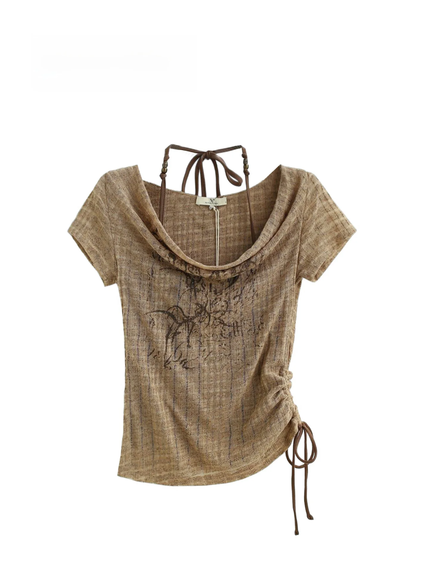 Millennium Light Short Sleeve T-Shirt Drawstring Hollow Print Summer New Style Commute Style Cotton Women's Top Youth Pattern
Millennium Light Short Sleeve T-Shirt Drawstring Hollow Print Summer New Style Commute Style Cotton Women's Top Youth Pattern