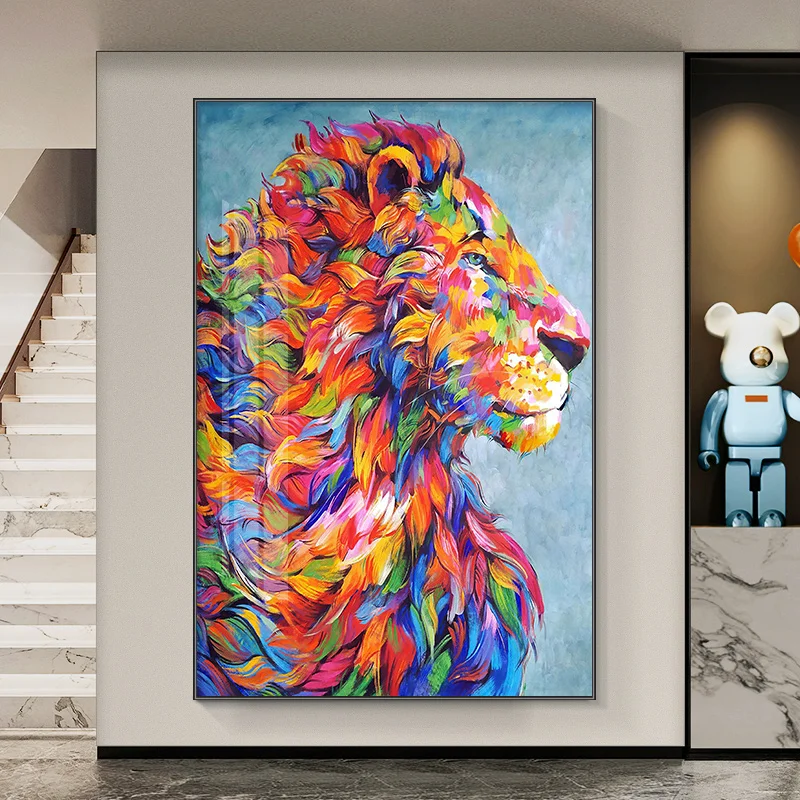 Entrance decoration painting vertical lion modern simplicity facing the door aisle mural living room fantasy hanging painting
Entrance decoration painting vertical lion modern simplicity facing the door aisle mural living room fantasy hanging painting