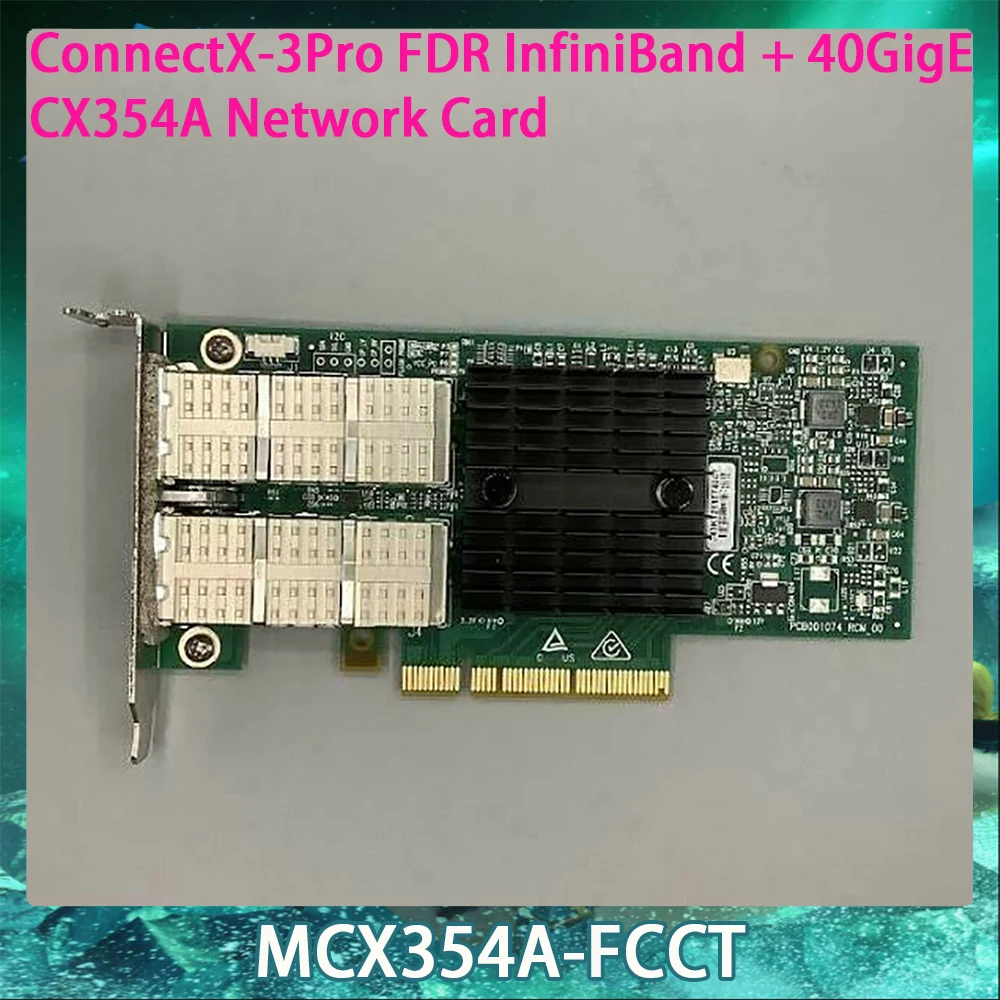 MCX354A-FCCT NIC For Mellanox ConnectX-3Pro FDR InfiniBand + 40GigE VPI CX354A PCI-Ex8 Dual Port Network Card
MCX354A-FCCT NIC For Mellanox ConnectX-3Pro FDR InfiniBand + 40GigE VPI CX354A PCI-Ex8 Dual Port Network Card