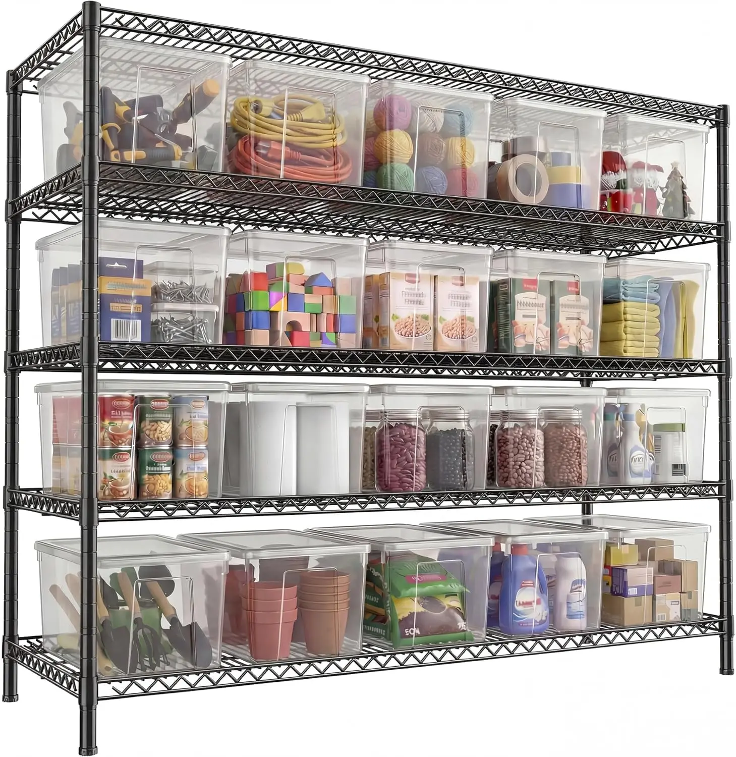 REIBII 3200LBS Storage Shelves 55.5" W Garage Shelving Heavy Duty 5 Tier Adjustable Wire Shelving Unit Metal Shelving for Garage
REIBII 3200LBS Storage Shelves 55.5" W Garage Shelving Heavy Duty 5 Tier Adjustable Wire Shelving Unit Metal Shelving for Garage