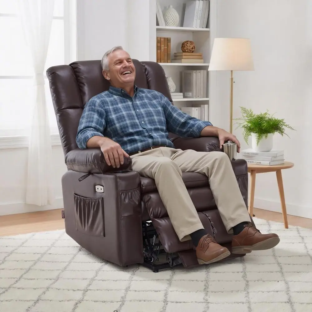 Dual Motor Power Lift Recliner Chair for Elderly, Lay Flat Lift Chair with Heat and Massage, Cup Holders, USB Ports, Faux Leath
Dual Motor Power Lift Recliner Chair for Elderly, Lay Flat Lift Chair with Heat and Massage, Cup Holders, USB Ports, Faux Leath