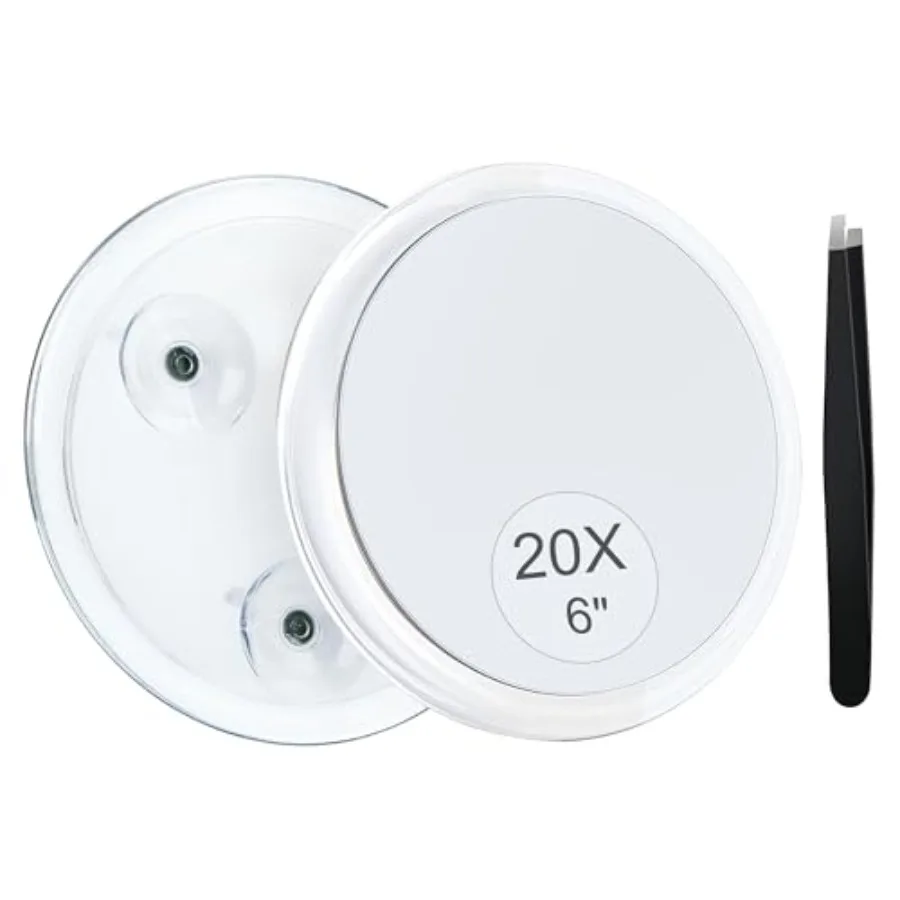 20X Magnifying Mirror Suction Cup for Easy Mounting, Use for Makeup Mirror, Travel Stick on Shower Mirror for Plucking Eyebrows
20X Magnifying Mirror Suction Cup for Easy Mounting, Use for Makeup Mirror, Travel Stick on Shower Mirror for Plucking Eyebrows