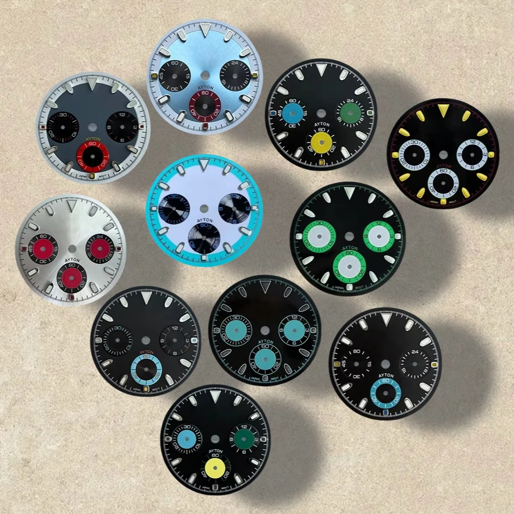 29.5mm S Logo panda Colorful DTN Three Ey Dial Fit VK63 Movement Green Luminous High-Quality Dial Watch Modification Accessories
29.5mm S Logo panda Colorful DTN Three Ey Dial Fit VK63 Movement Green Luminous High-Quality Dial Watch Modification Accessories