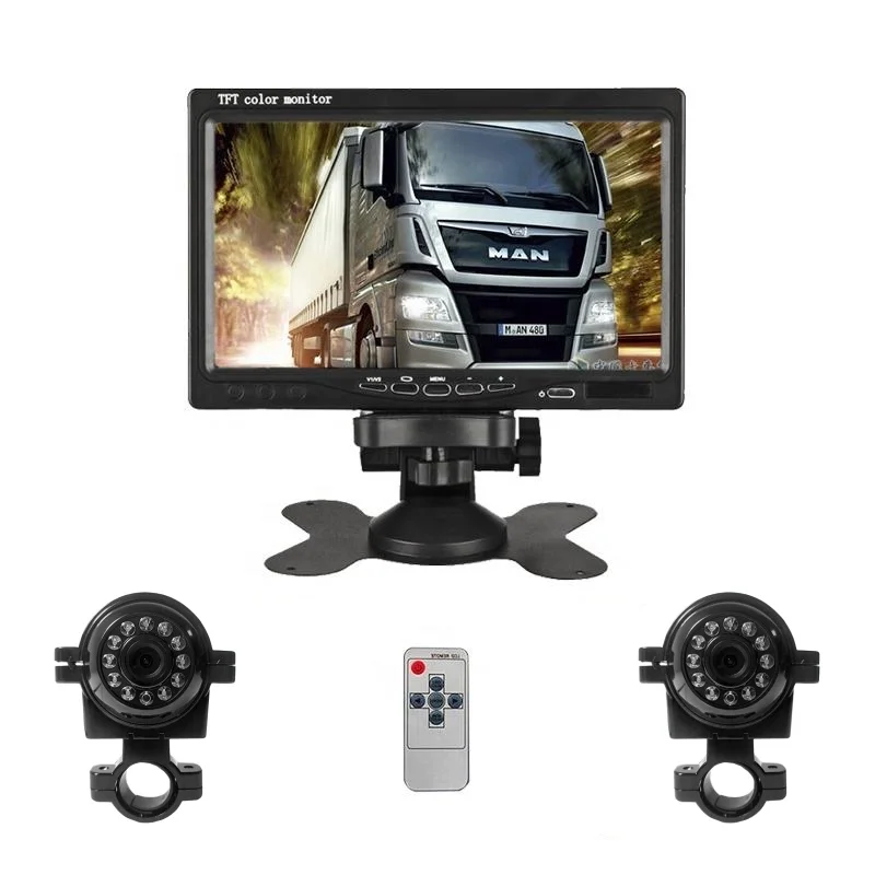 Car Truck Security Camera with 7 inch Monitor Dual Lens 4 Pin Backup Bus System with Screen Truck Reversing Rear View Camera Kit
Car Truck Security Camera with 7 inch Monitor Dual Lens 4 Pin Backup Bus System with Screen Truck Reversing Rear View Camera Kit