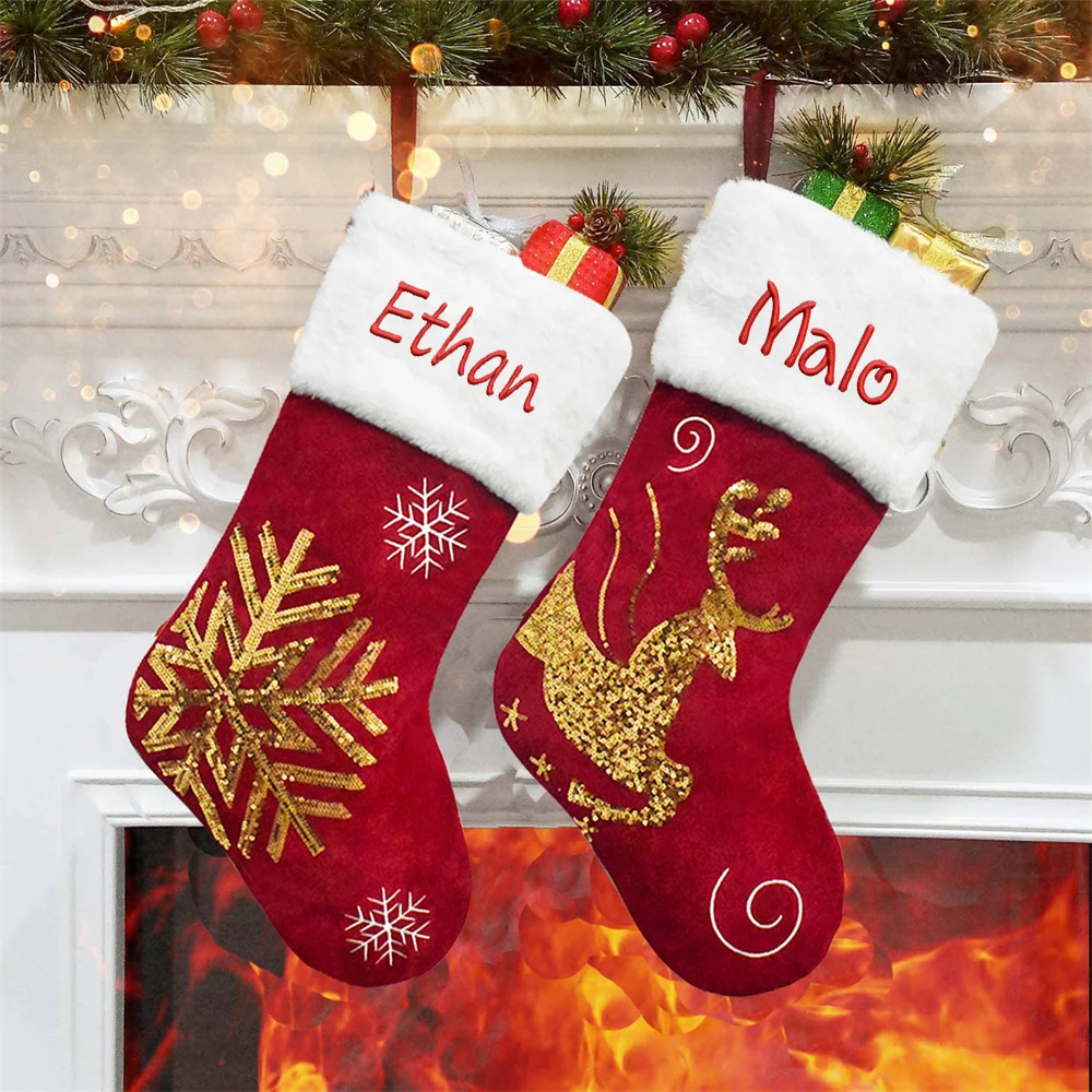 Custom Name Christmas Socks Gift Bag Elk Fleece Embroidered Name Christmas Stocking Merry Christmas Tree's Pendants Decoration
Custom Name Christmas Socks Gift Bag Elk Fleece Embroidered Name Christmas Stocking Merry Christmas Tree's Pendants Decoration