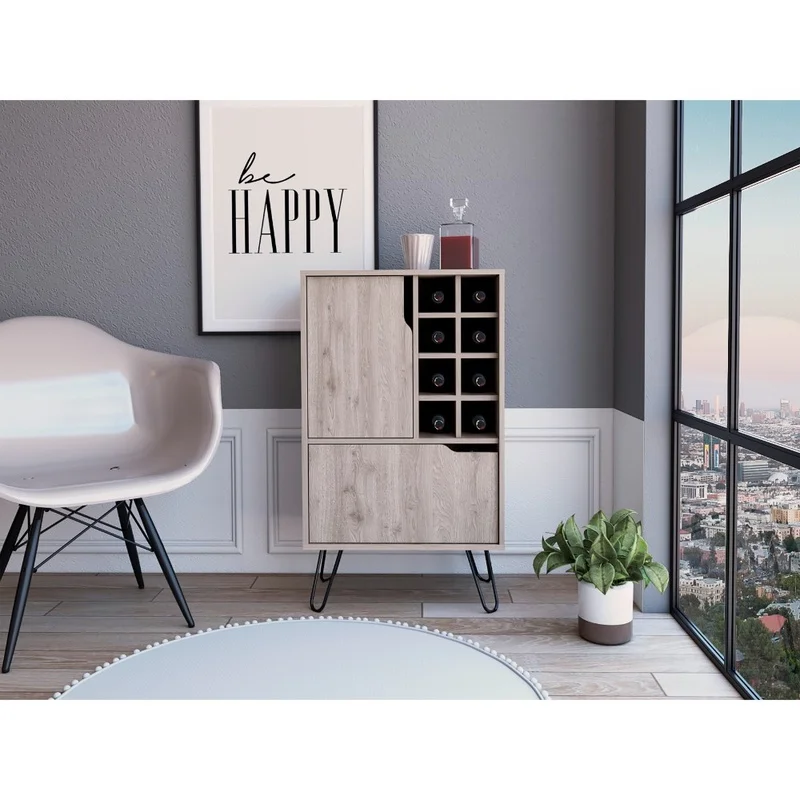 L-Shaped Single Door Cabinet with 8 Wine Racks, 4 Legs, Light Gray
L-Shaped Single Door Cabinet with 8 Wine Racks, 4 Legs, Light Gray