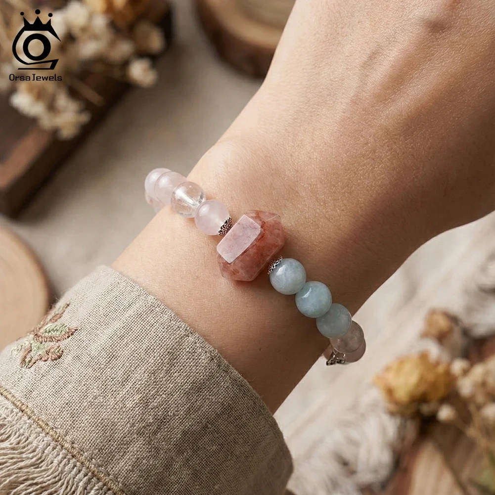 ORSA JEWELS S925 Rose Quartz & Moonstone Crystal Bracelet Handmade Healing Natural Stone Beads Elastic Rope Bangle Jewelry GMB93
ORSA JEWELS S925 Rose Quartz & Moonstone Crystal Bracelet Handmade Healing Natural Stone Beads Elastic Rope Bangle Jewelry GMB93