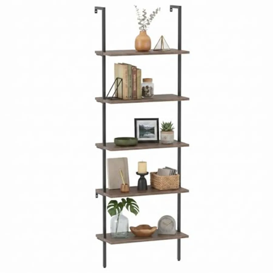 Ladder Shelf Open Bookshelf 5-tier Wood Wall-mounted Bookcase Storage Rack Open Back Industrial Modern Plant Flower Stand Utili
Ladder Shelf Open Bookshelf 5-tier Wood Wall-mounted Bookcase Storage Rack Open Back Industrial Modern Plant Flower Stand Utili