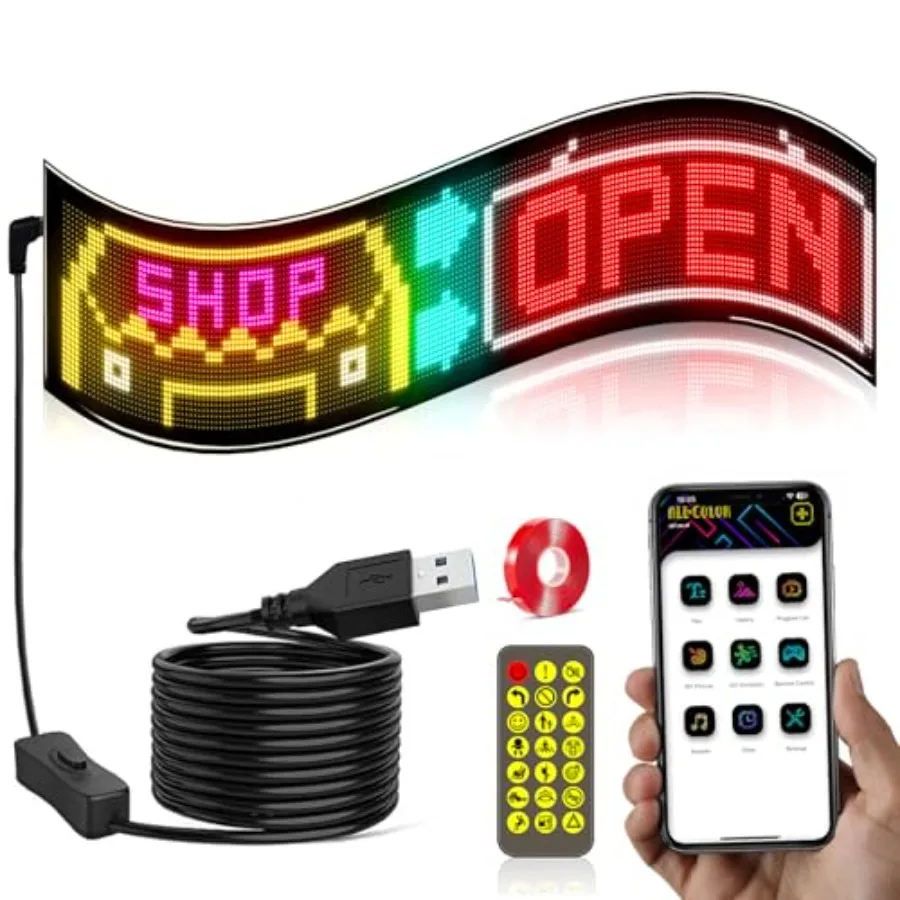 23.5''x4.7'' LED Signs Programmable Scrolling LED Signs Bright Advertising Light Flexible LED Store Sign with App Control for S
23.5''x4.7'' LED Signs Programmable Scrolling LED Signs Bright Advertising Light Flexible LED Store Sign with App Control for S