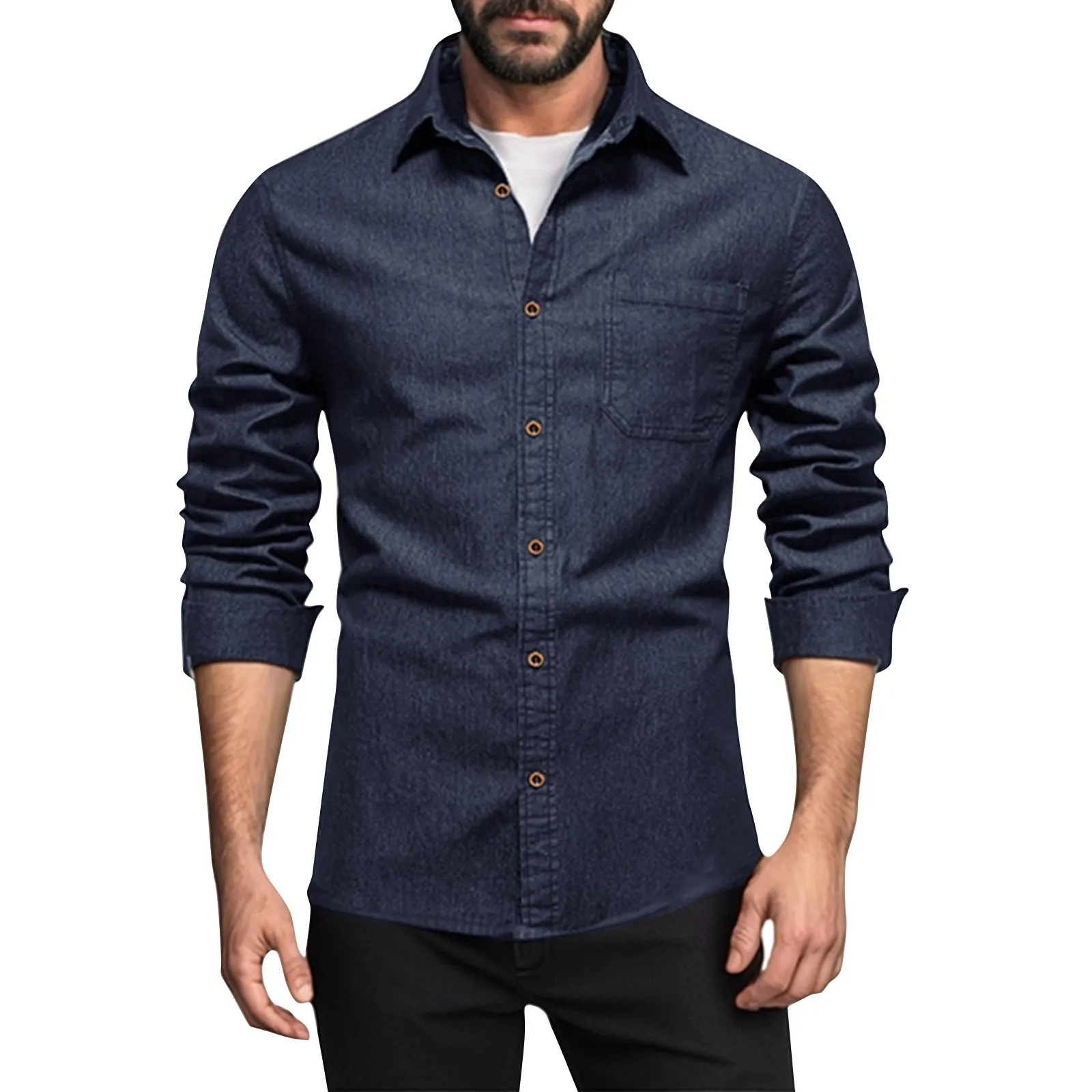 Autumn New Cotton Men's Denim Shirt Solid Color Single Pocket Casual Long Sleeve Shirt Autumn Jeans Shirt for Men
Autumn New Cotton Men's Denim Shirt Solid Color Single Pocket Casual Long Sleeve Shirt Autumn Jeans Shirt for Men
