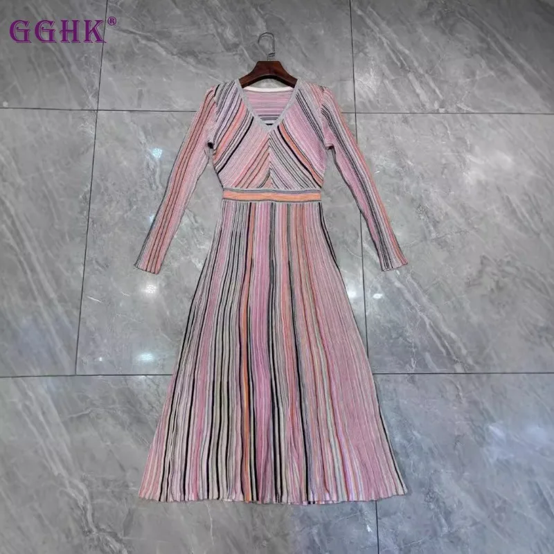 GGHK Women Elegant Evening Party Dress Colorful Knit Sexy V-Neck High Waist Slim Fashion Female Dresses 2025 Spring Autumn New
GGHK Women Elegant Evening Party Dress Colorful Knit Sexy V-Neck High Waist Slim Fashion Female Dresses 2025 Spring Autumn New