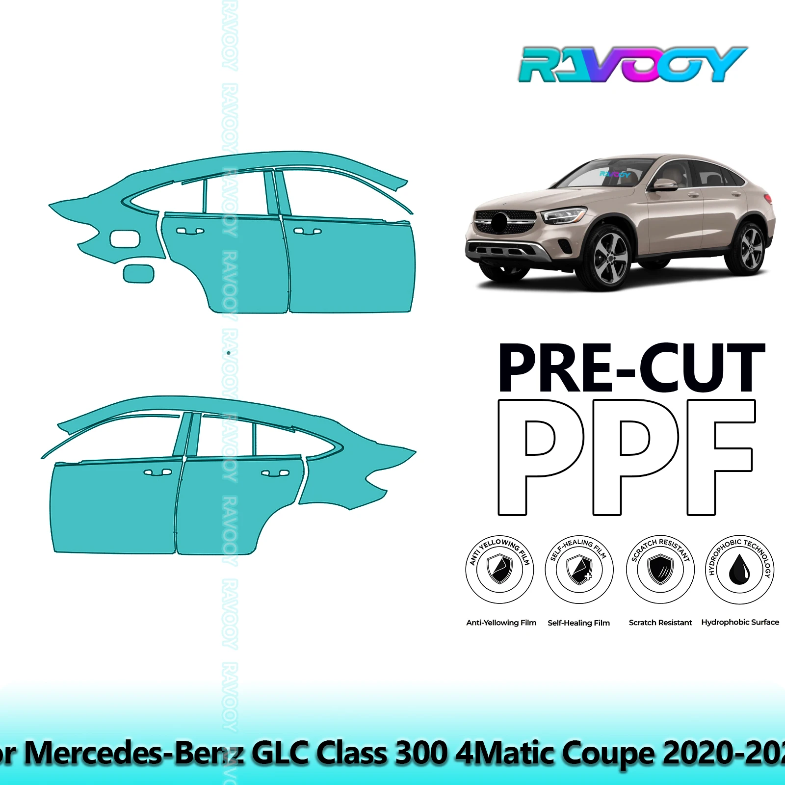 For Mercedes-Benz GLC Class 300 4Matic Coupe 2020-2022 8.5mil Pre-Cut PPF Door & A/B Pillar Kit TPU Paint Protection Film Set
For Mercedes-Benz GLC Class 300 4Matic Coupe 2020-2022 8.5mil Pre-Cut PPF Door & A/B Pillar Kit TPU Paint Protection Film Set