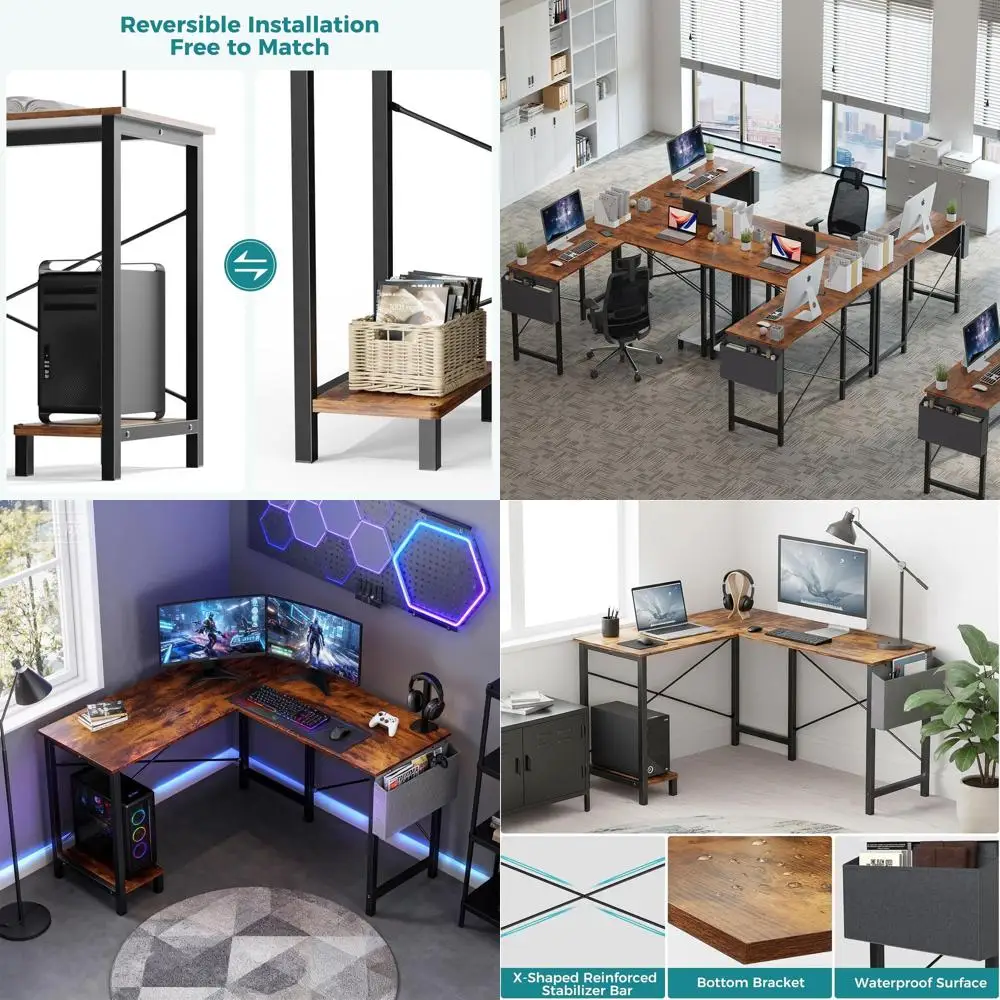 Rustic Brown 50 L-Shaped Corner Desk with Storage and Reversible Shelf for Home Office, Gaming, and Study
Rustic Brown 50 L-Shaped Corner Desk with Storage and Reversible Shelf for Home Office, Gaming, and Study