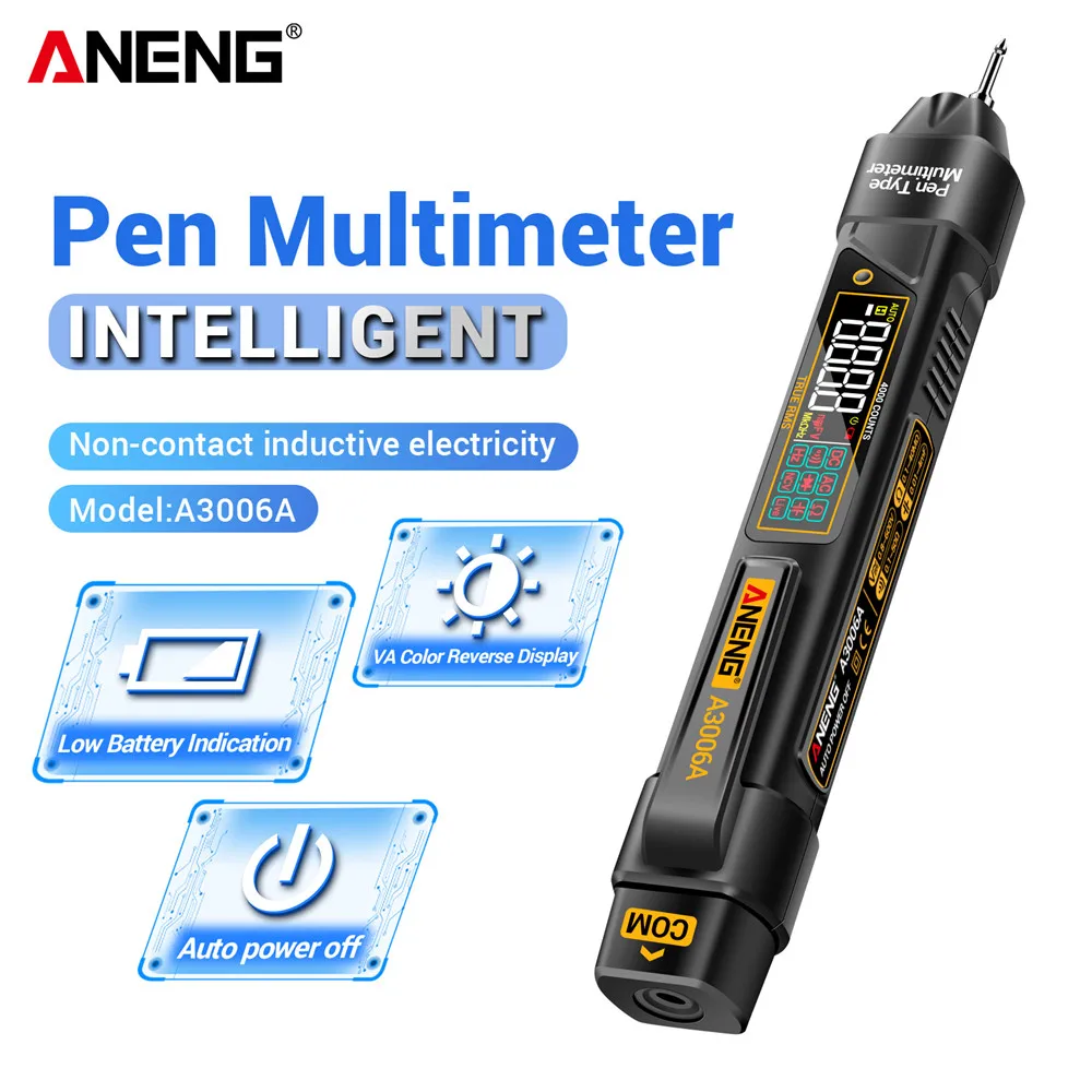 Цифровой мини-мультиметр-ручка ANENG A3006A, тестер напряжения переменного/постоянного тока, 4000 измерений, вольтметр, NCV, омметр, зуммер, частотомер, инструменты для ремонта автомобилей
Цифровой мини-мультиметр-ручка ANENG A3006A, тестер напряжения переменного/постоянного тока, 4000 измерений, вольтметр, NCV, омметр, зуммер, частотомер, инструменты для ремонта автомобилей