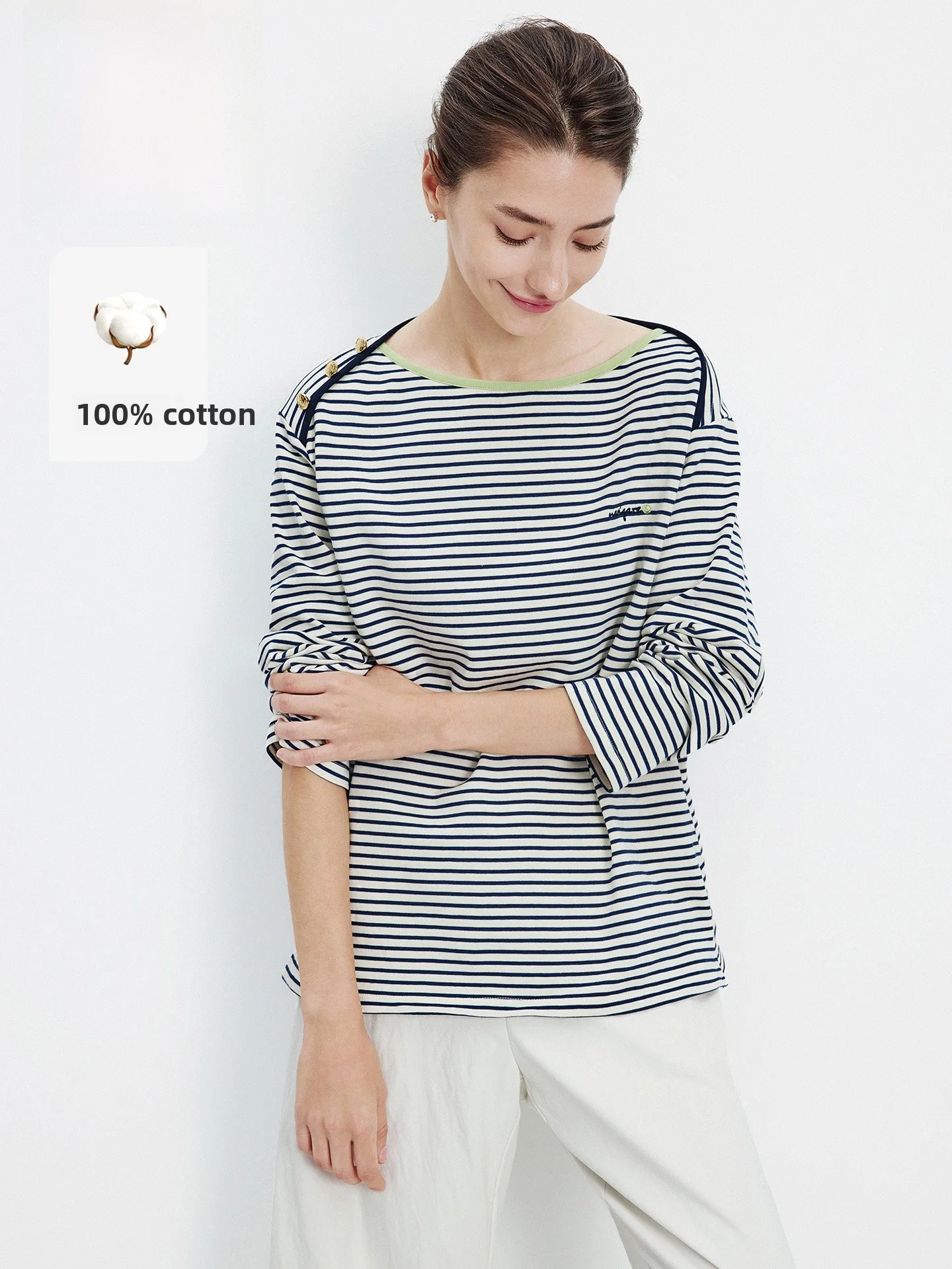 Navigare Women's Long Sve T-irt Pure Cotton Striped Loose Fit Casual Sle Spring 2026 New Arrival Boat Pattern Tee
Navigare Women's Long Sve T-irt Pure Cotton Striped Loose Fit Casual Sle Spring 2026 New Arrival Boat Pattern Tee